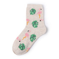 Blattdesign Baumwoll Freizeit lustige Frau Custom Großhandel Unisex Happy Socken